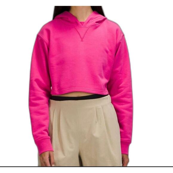 lululemon athletica Tops - Lululemon All Yours Cropped Trendy Barbiecore Hoodie In Bright Pink Size 6